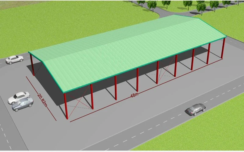 Customized 48m × 20.82m Steel Structure Cattle Shed high quality